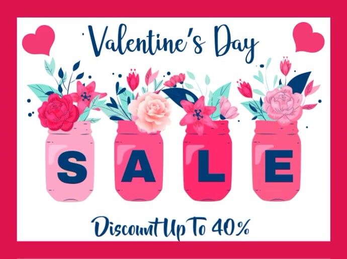 White Sale , Valentine`s Day Sale Video Yard Sign Znak podwórkowy template